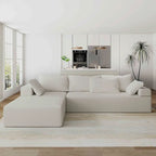 L-Shaped Chenille Sectional Sofa Modern Modular Cushion Back Couch Sofa With 6 Pillows for Living Room