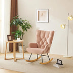 Rocking Chair Nursery, Upholstered Glider Rocker with High Backrest