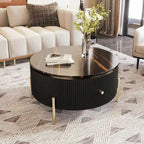 31.5  Modern Round Coffee Table with Large Drawer Storage