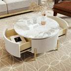 31.5  Modern Round Coffee Table with Large Drawer Storage
