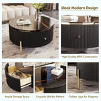 31.5  Modern Round Coffee Table with Large Drawer Storage