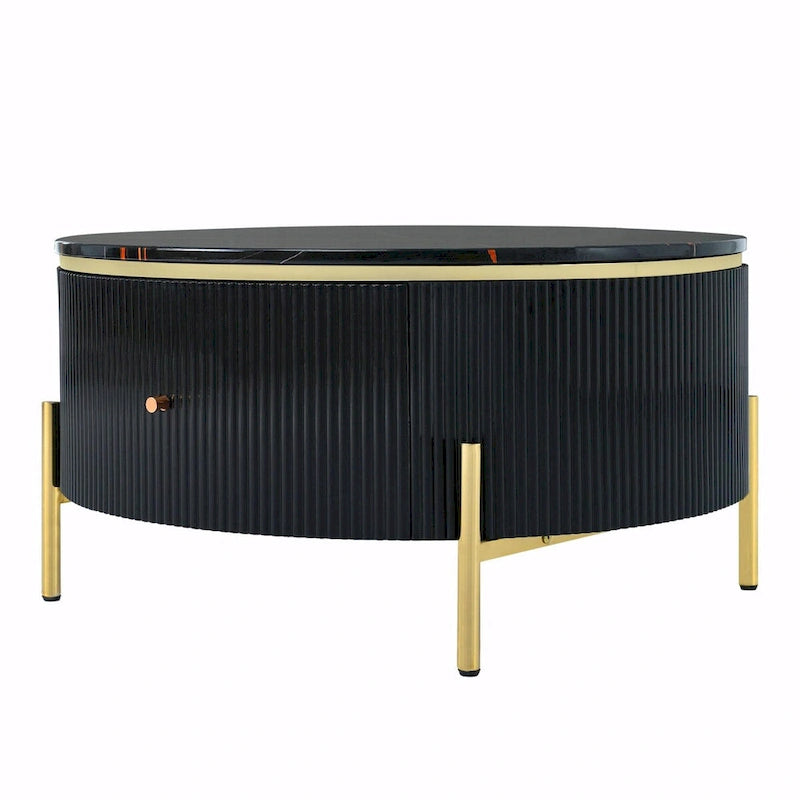 31.5  Modern Round Coffee Table with Large Drawer Storage