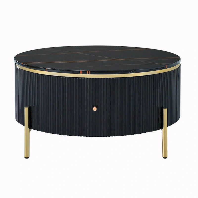 31.5  Modern Round Coffee Table with Large Drawer Storage