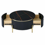 31.5  Modern Round Coffee Table with Large Drawer Storage