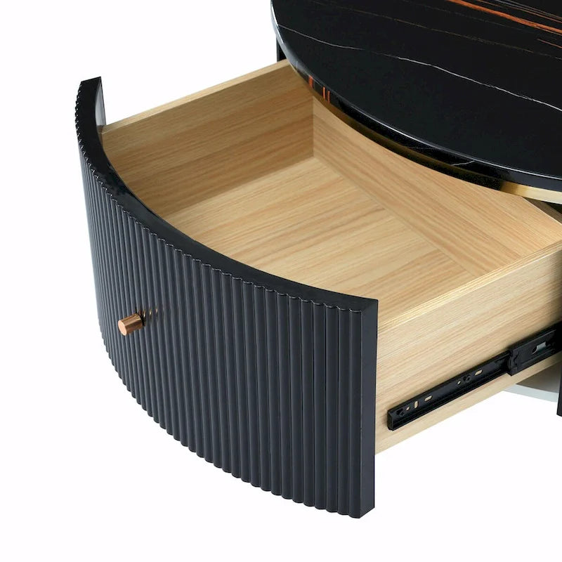 31.5  Modern Round Coffee Table with Large Drawer Storage