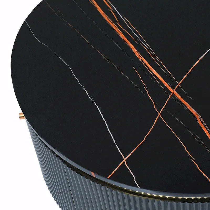 31.5  Modern Round Coffee Table with Large Drawer Storage