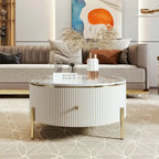 31.5  Modern Round Coffee Table with Large Drawer Storage