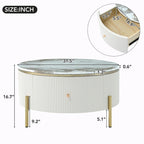 31.5  Modern Round Coffee Table with Large Drawer Storage