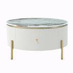 31.5  Modern Round Coffee Table with Large Drawer Storage