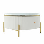 31.5  Modern Round Coffee Table with Large Drawer Storage