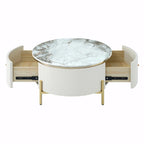 31.5  Modern Round Coffee Table with Large Drawer Storage
