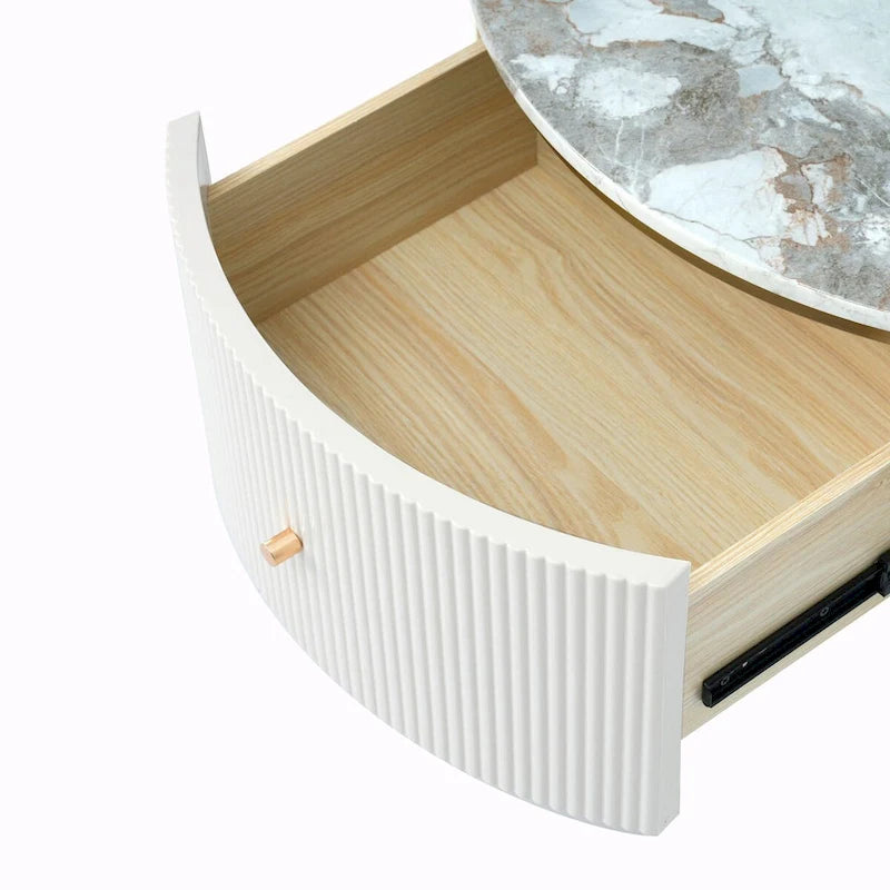 31.5  Modern Round Coffee Table with Large Drawer Storage