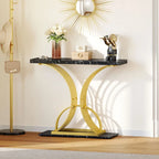 Moasis 39  Modern Faux Marble Console Table with Gold Base, Entryway Sofa Table for Living Room