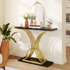 Moasis 39  Modern Faux Marble Console Table with Gold Base, Entryway Sofa Table for Living Room
