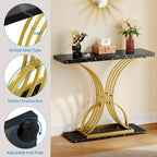 Moasis 39  Modern Faux Marble Console Table with Gold Base, Entryway Sofa Table for Living Room