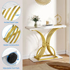 Moasis 39  Modern Faux Marble Console Table with Gold Base, Entryway Sofa Table for Living Room