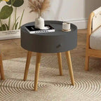 Modern Coffee Table with Drawer, Bedside Table, Sofa Side Table, Oak Table Legs, Suitable for Living Room and Bedroom,Gray