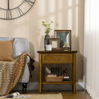 Side Table With Storage, Vintage End Table With Drawer And Open Shelf