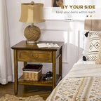 Side Table With Storage, Vintage End Table With Drawer And Open Shelf