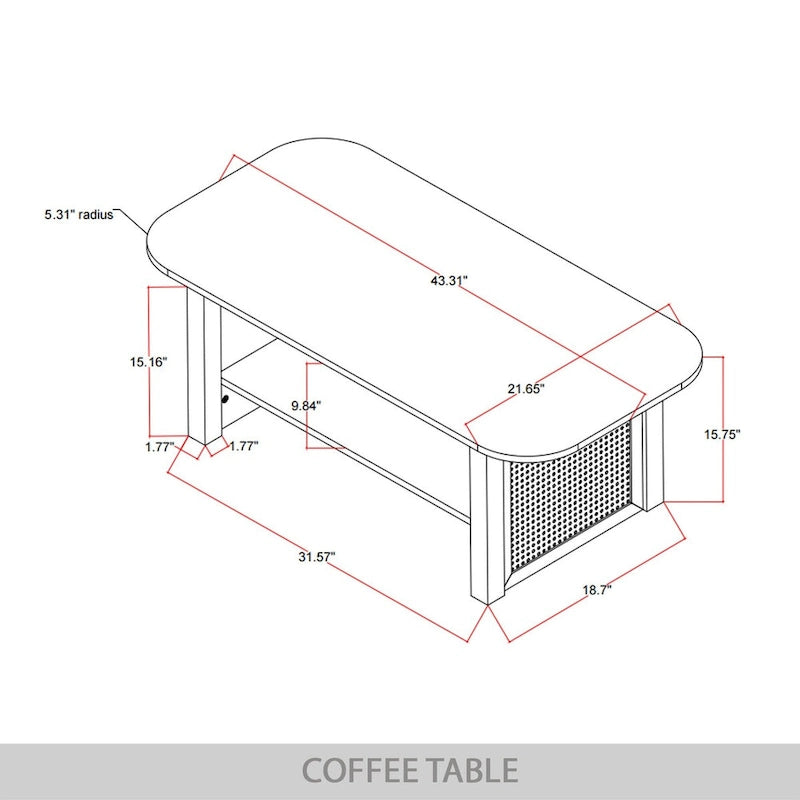 CraftPorch Mid-Century Modern Black Coffee Table