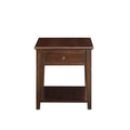 HomeRoots 24  Walnut Manufactured Wood Rectangular End Table With Drawer And Shelf - 22