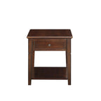 HomeRoots 24  Walnut Manufactured Wood Rectangular End Table With Drawer And Shelf - 22