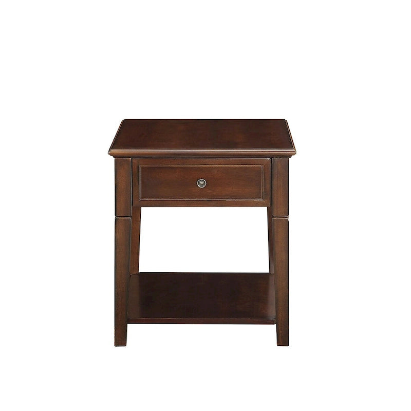 HomeRoots 24  Walnut Manufactured Wood Rectangular End Table With Drawer And Shelf - 22