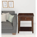 HomeRoots 24  Walnut Manufactured Wood Rectangular End Table With Drawer And Shelf - 22