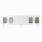 Retro TV Stand with Fluted Glass Doors for TVs Up to 78