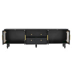 Retro TV Stand with Fluted Glass Doors for TVs Up to 78