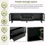 Retro TV Stand with Fluted Glass Doors for TVs Up to 78