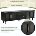 Retro TV Stand with Fluted Glass Doors for TVs Up to 78