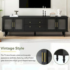 Retro TV Stand with Fluted Glass Doors for TVs Up to 78