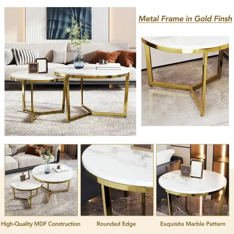 Modern Round Nesting Coffee Table Set