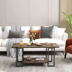 Mieres 39  Wide 2-Tier Faux Marble Top Coffee Table with Steel Frame