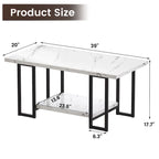 Mieres 39  Wide 2-Tier Faux Marble Top Coffee Table with Steel Frame