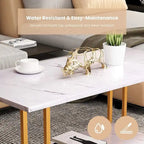 Mieres 39  Wide 2-Tier Faux Marble Top Coffee Table with Steel Frame