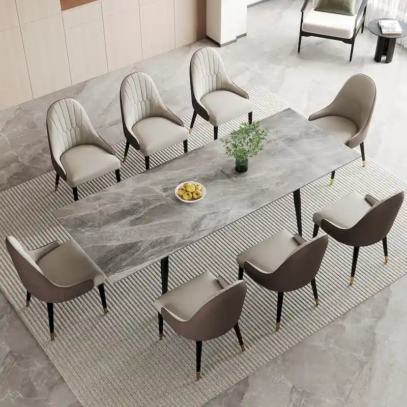 9 - Piece Extendable Sintered Stone Dining Table Dining Set for 8 Person