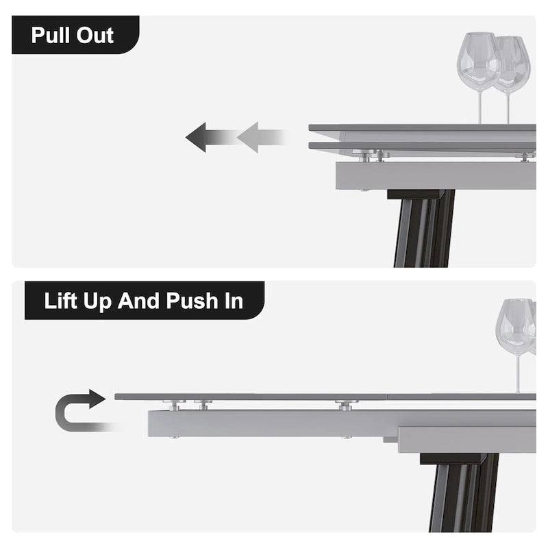 9 - Piece Extendable Sintered Stone Dining Table Dining Set for 8 Person
