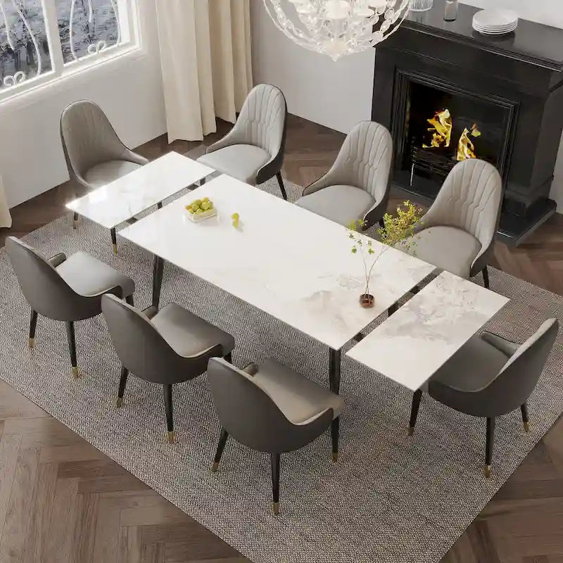9 - Piece Extendable Sintered Stone Dining Table Dining Set for 8 Person