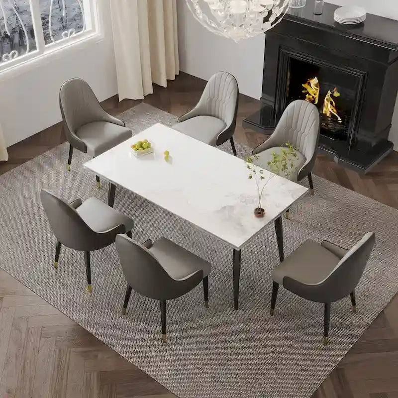 9 - Piece Extendable Sintered Stone Dining Table Dining Set for 8 Person