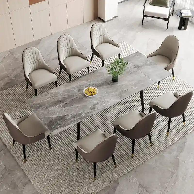 9 - Piece Extendable Sintered Stone Dining Table Dining Set for 8 Person