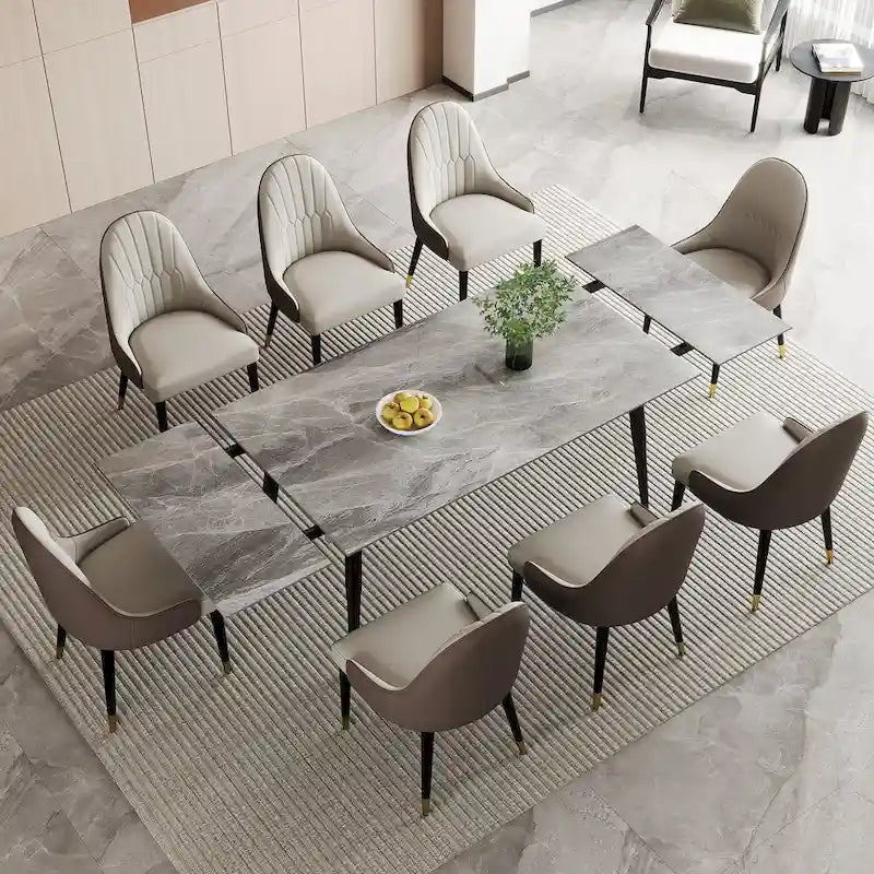 9 - Piece Extendable Sintered Stone Dining Table Dining Set for 8 Person