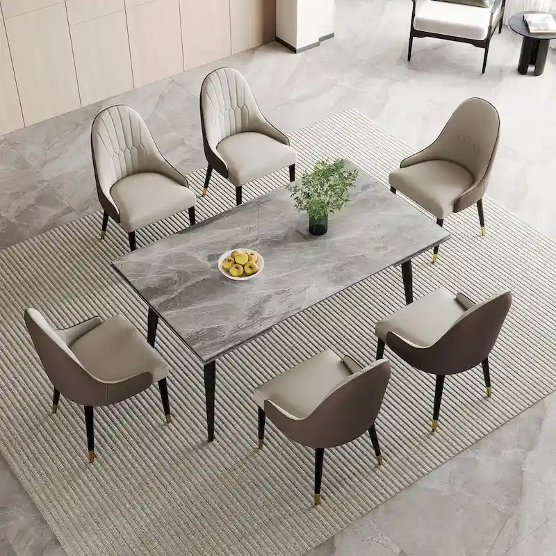 9 - Piece Extendable Sintered Stone Dining Table Dining Set for 8 Person