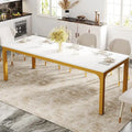 78.74-Inch Dining Table, Large Wood Dinner Table with Metal Legs for Living Room, Kitchen