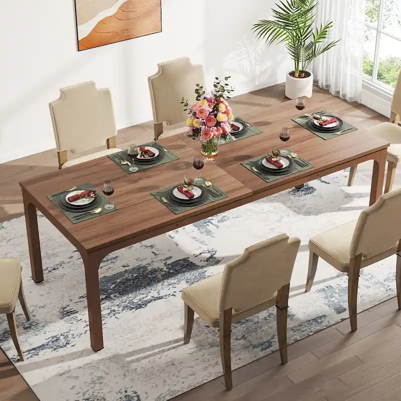 78.74-Inch Dining Table, Large Wood Dinner Table with Metal Legs for Living Room, Kitchen