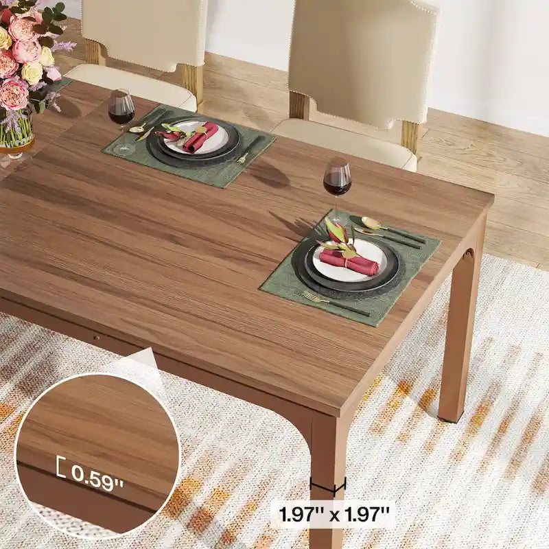 78.74-Inch Dining Table, Large Wood Dinner Table with Metal Legs for Living Room, Kitchen