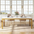 78.74-Inch Dining Table, Large Wood Dinner Table with Metal Legs for Living Room, Kitchen