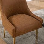 SEYNAR Modern Glam PU Leather Dining Chair or Vanity Chair Set of 6 with Rear Handle