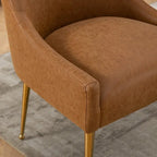 SEYNAR Modern Glam PU Leather Dining Chair or Vanity Chair Set of 6 with Rear Handle
